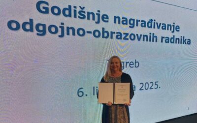 U povodu Dana učitelja nagrađena naša učiteljica informatike, izvrsna savjetnica Jasminka Belščak